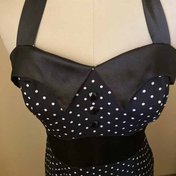 Grace Karin Women’s  Dress Black White Polka Dot Halter Retro Swing Size 14 NWOT - Picture 4 of 10